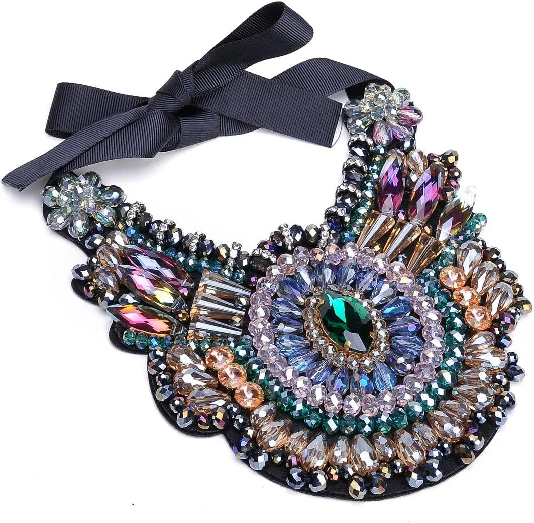 Gothic Romance AB Multicolor Bejeweled Collar Necklace