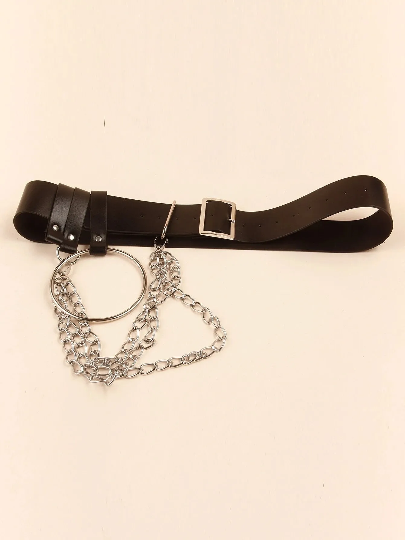 Gothic Romance Black & Silver Chain Leatherette Belt