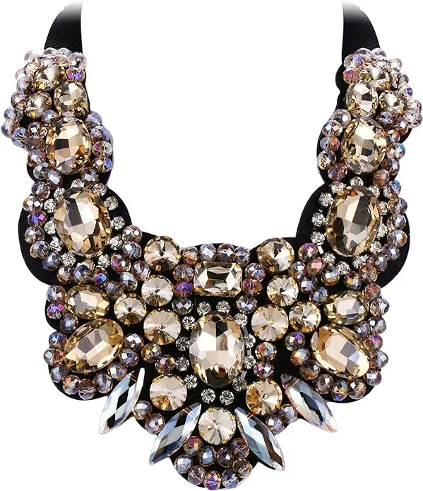 Gothic Romance Champagne Bejeweled Collar Necklace