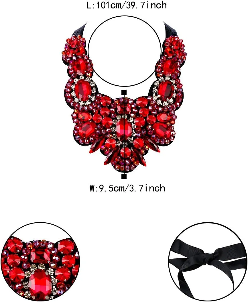 Gothic Romance Red & Black Bejeweled Collar Necklace