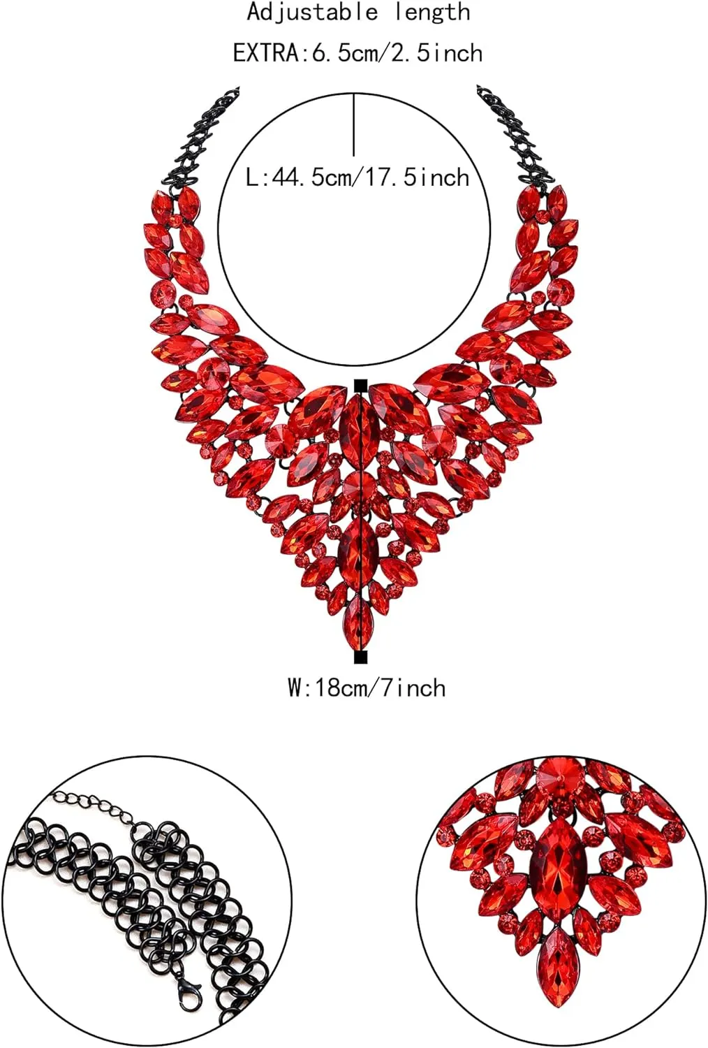 Gothic Romance Red Rhinestone Bejeweled Collar Necklace