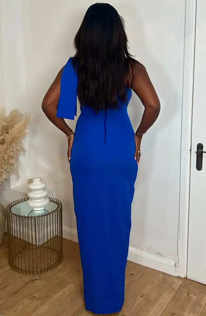 Gracie Cobalt One Shoulder Maxi Dress