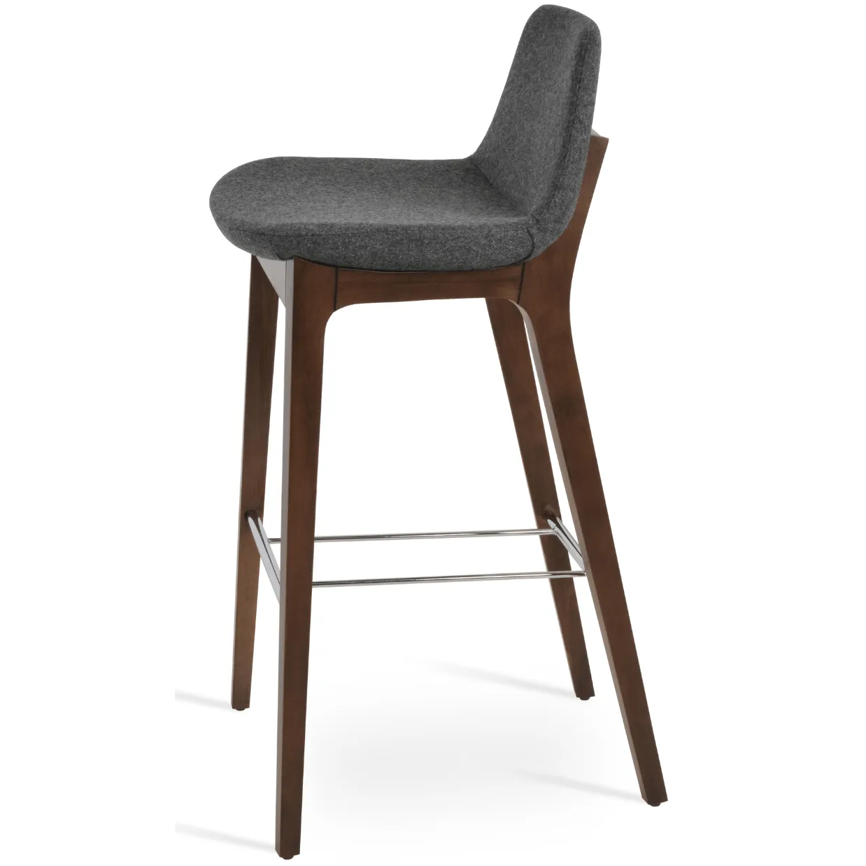 Grey Leather Bar Stools Pera Wood