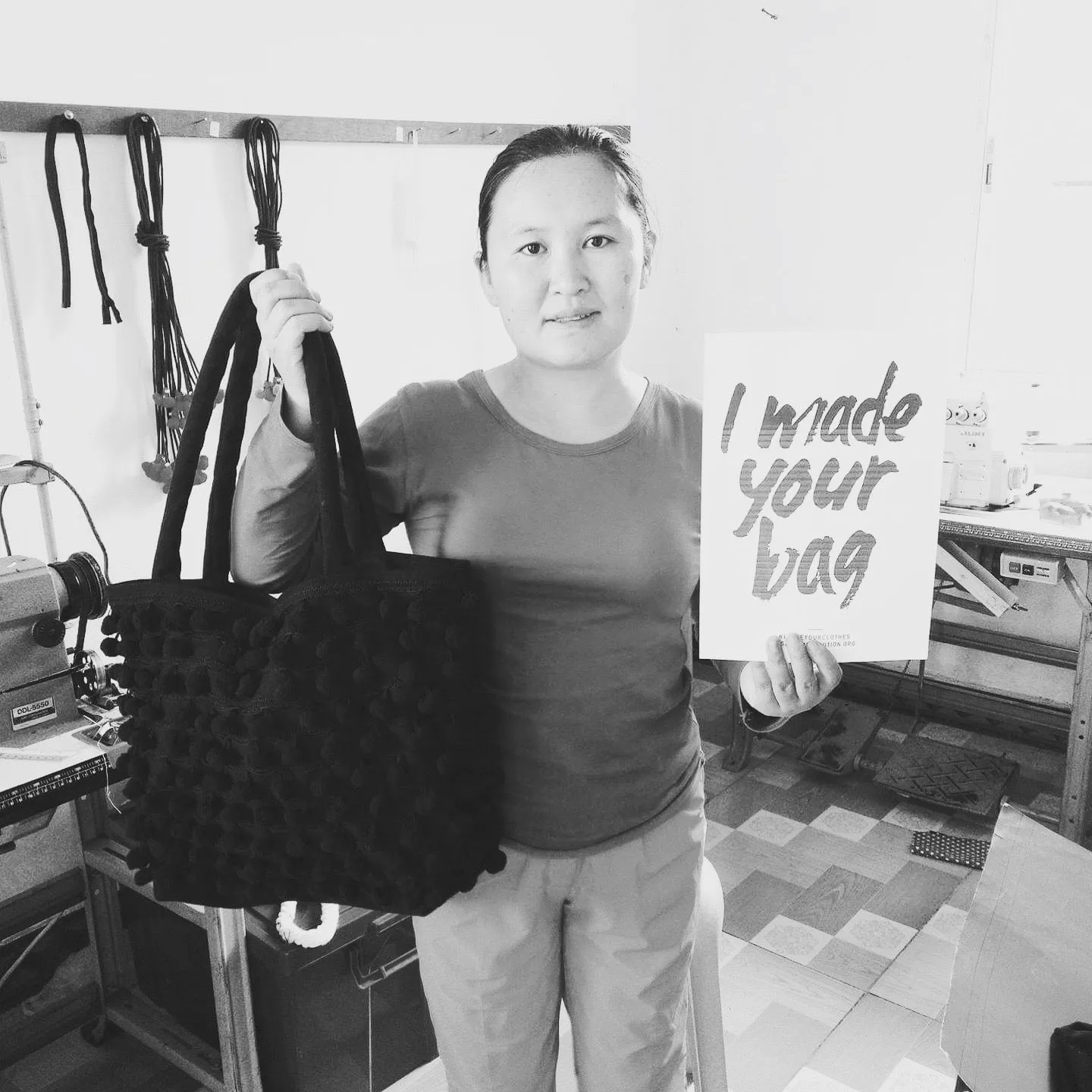 Ha Leh Pom Pom Tote Bag in Black