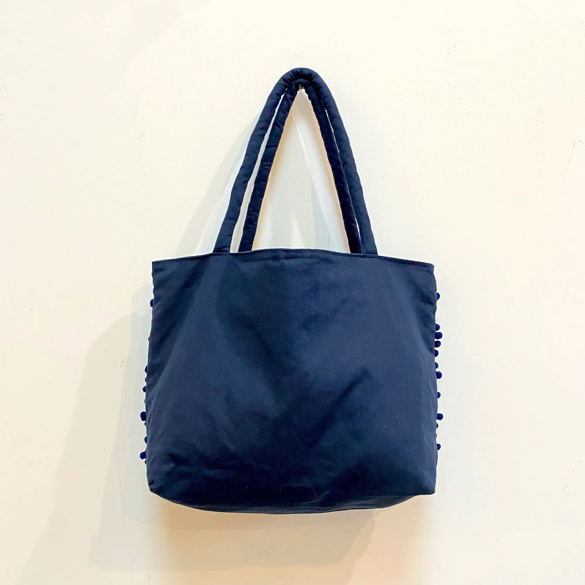 Ha Leh Pom Pom Tote Bag in Navy