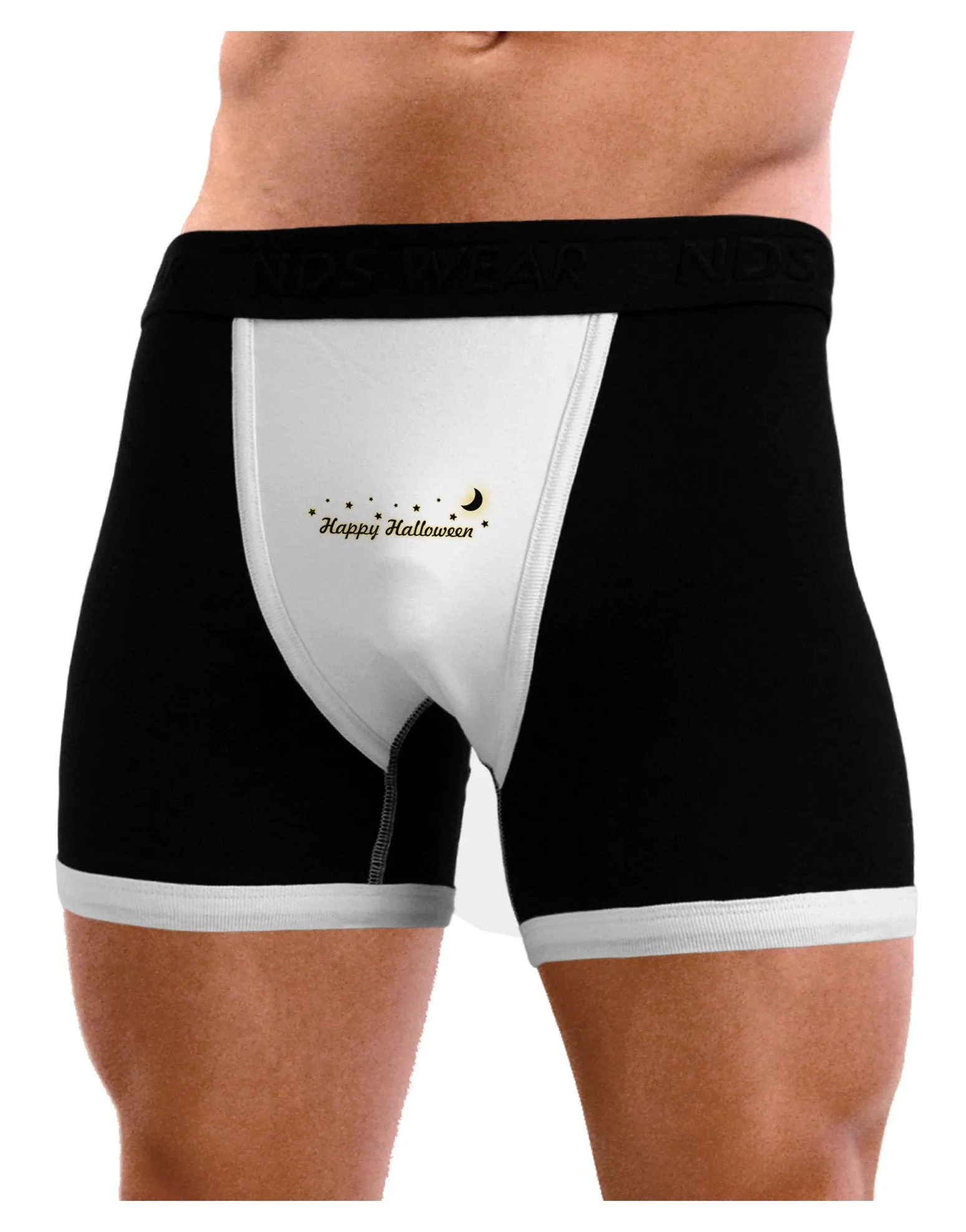 Happy Halloween Crescent Moon and Stars Mens Boxer Brief Underwear