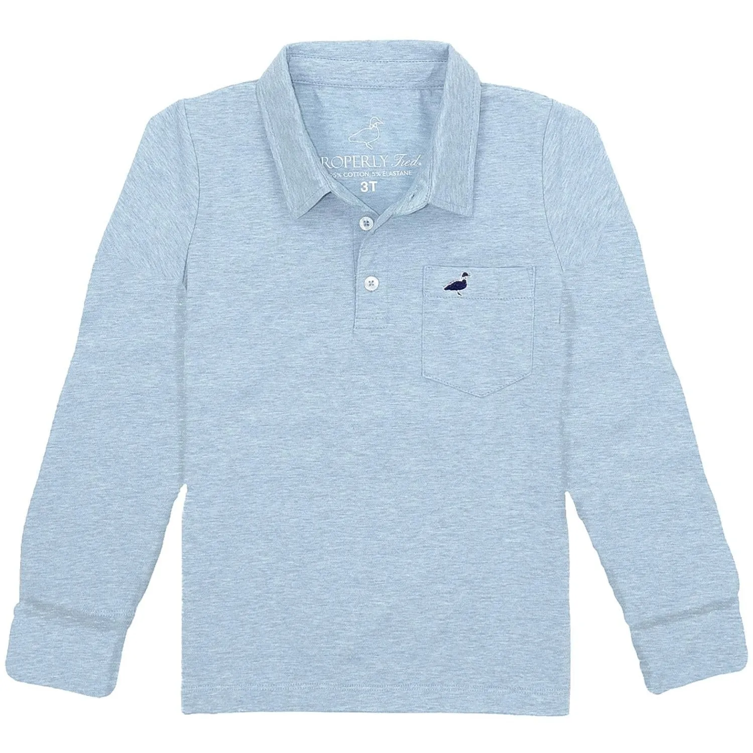 Harrison Pocket Polo LS- Moon Blue