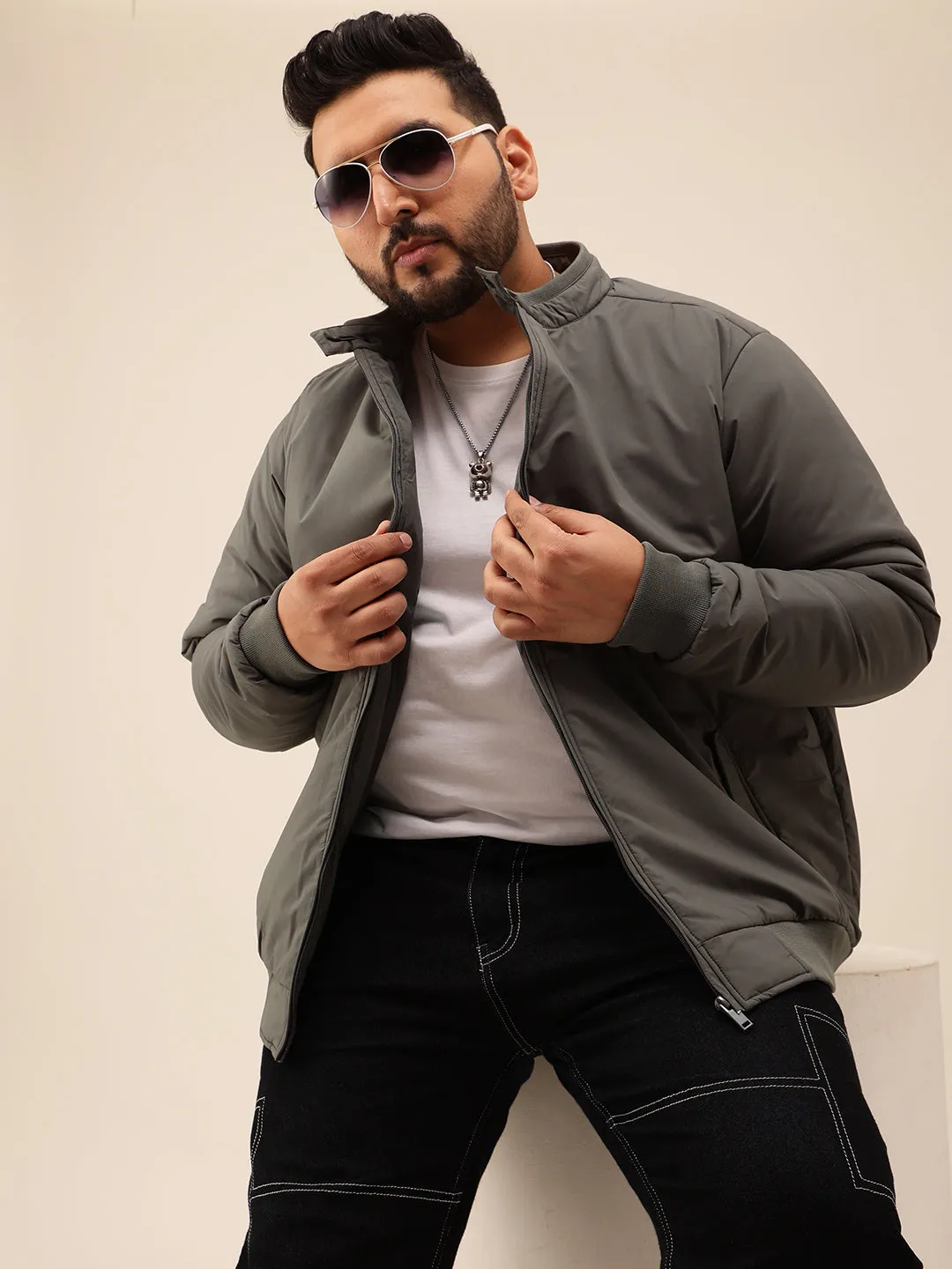 Heavy Duty Grey Bomber Jacket