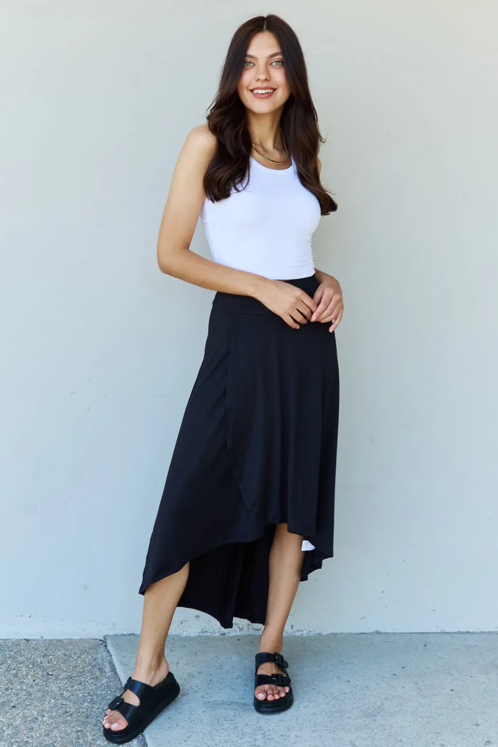 High Waisted Flare Maxi Skirt