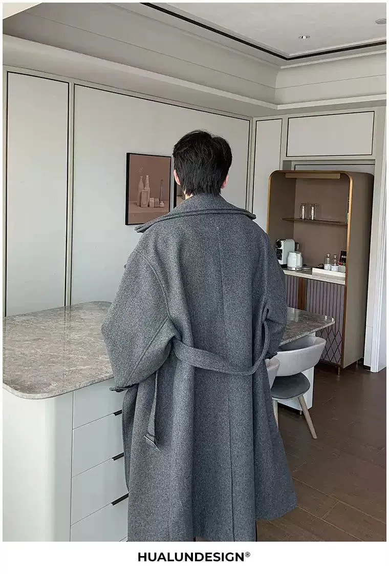 Hua Funnel Neck Blend Wool Long Coat