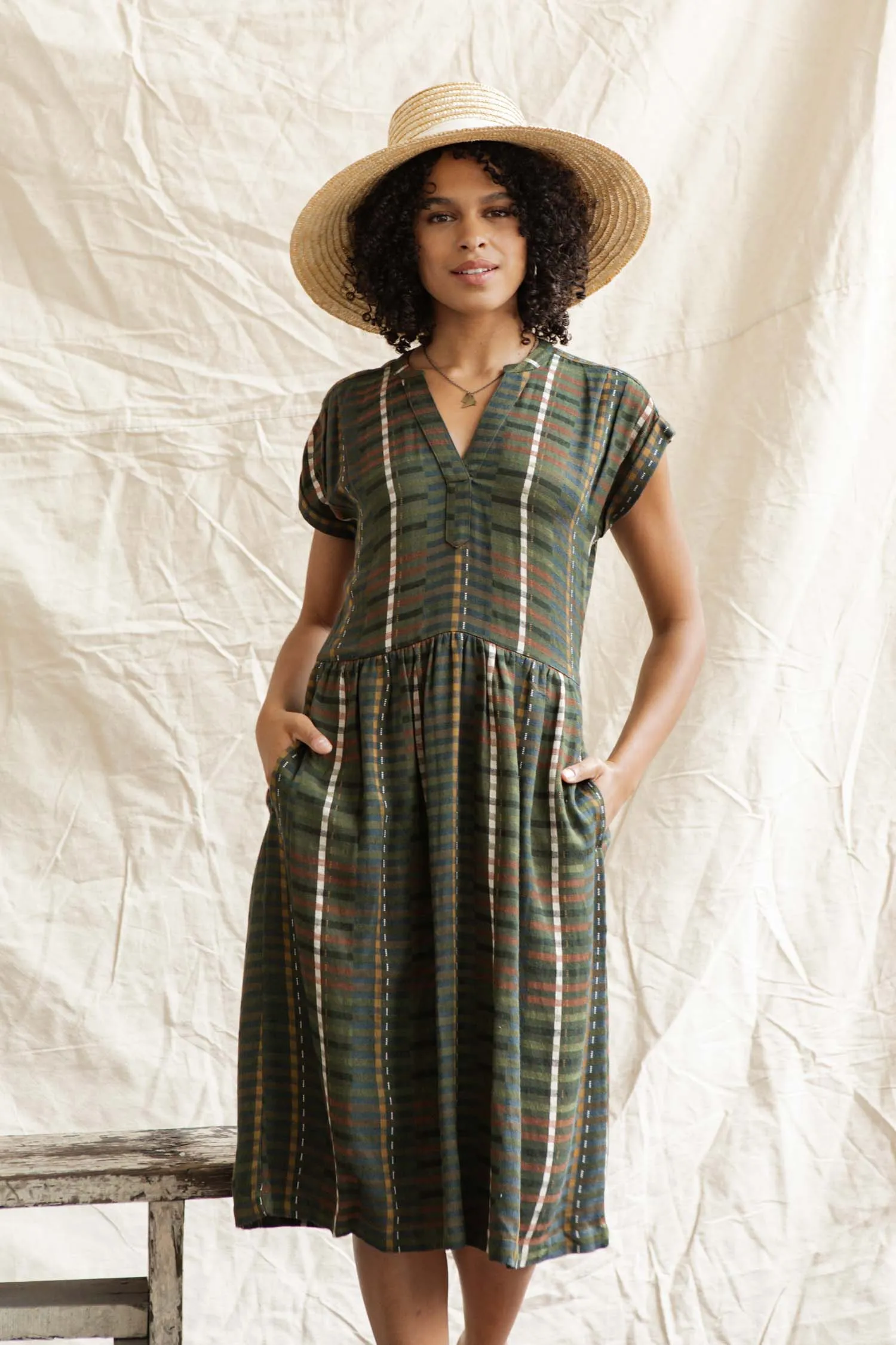 Ira Dress / Olive Stripe