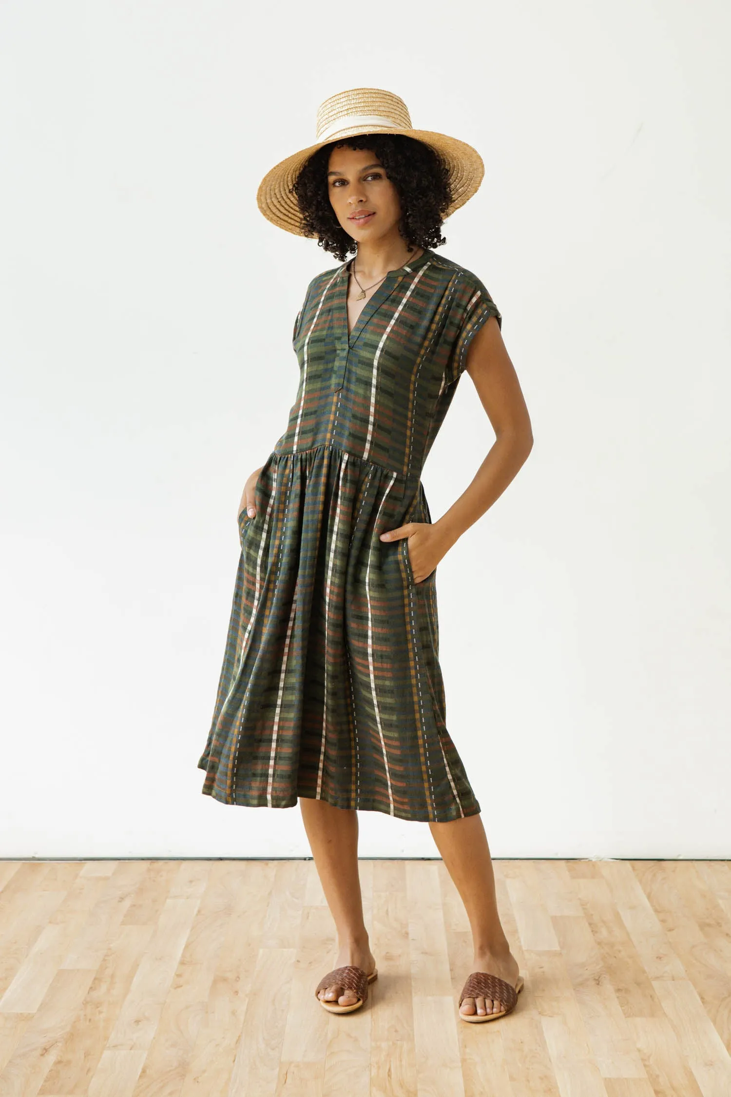 Ira Dress / Olive Stripe