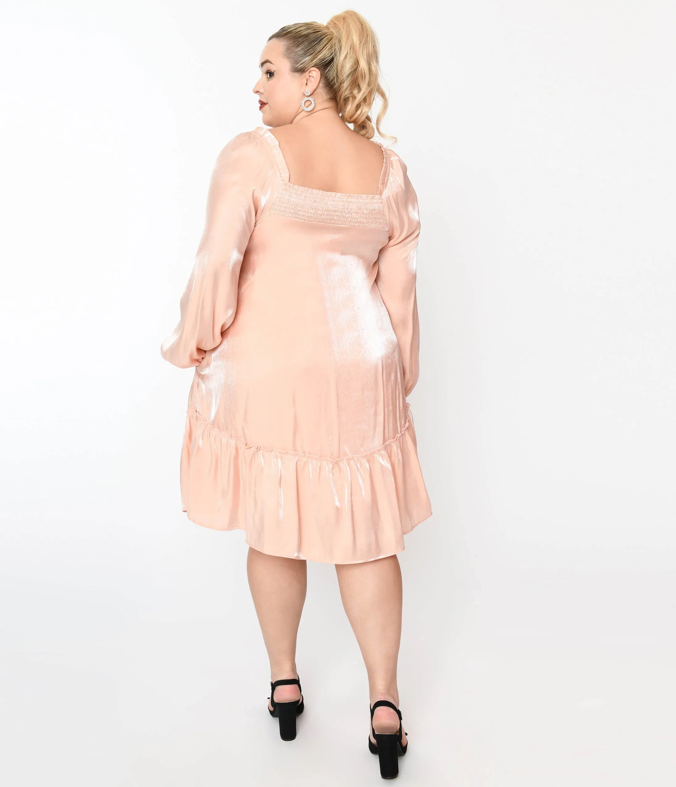 Iridescent Peach Ruffled Babydoll Dress