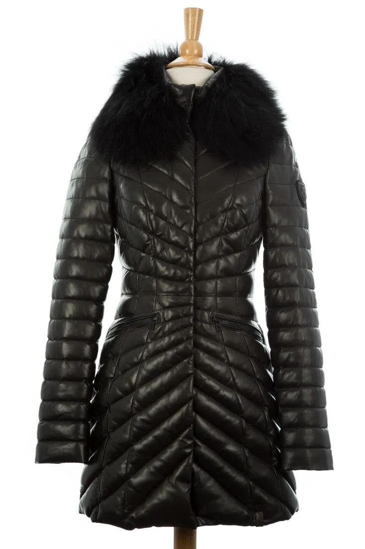 Iris Quilted Leather Puffer Coat