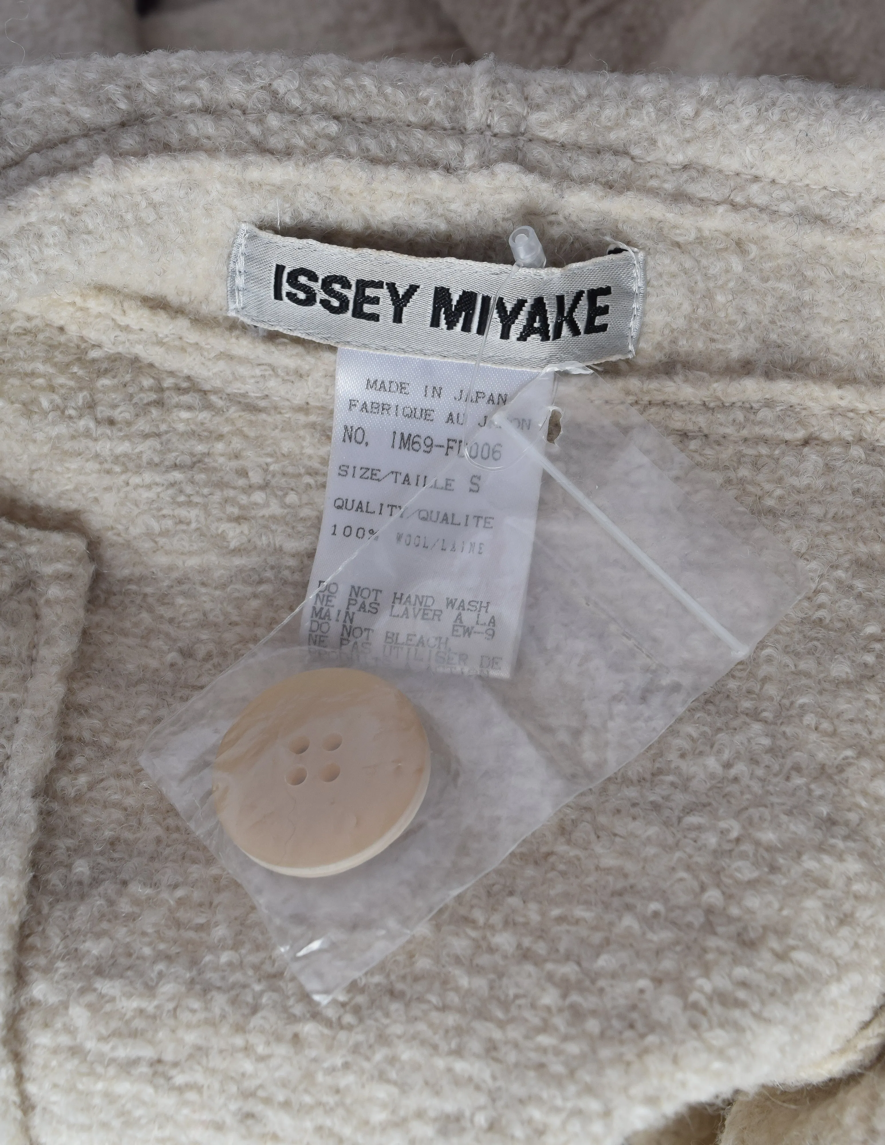 Issey Miyake Vintage AW1996 Oatmeal Wool Boucle Panel Cuts Jacket