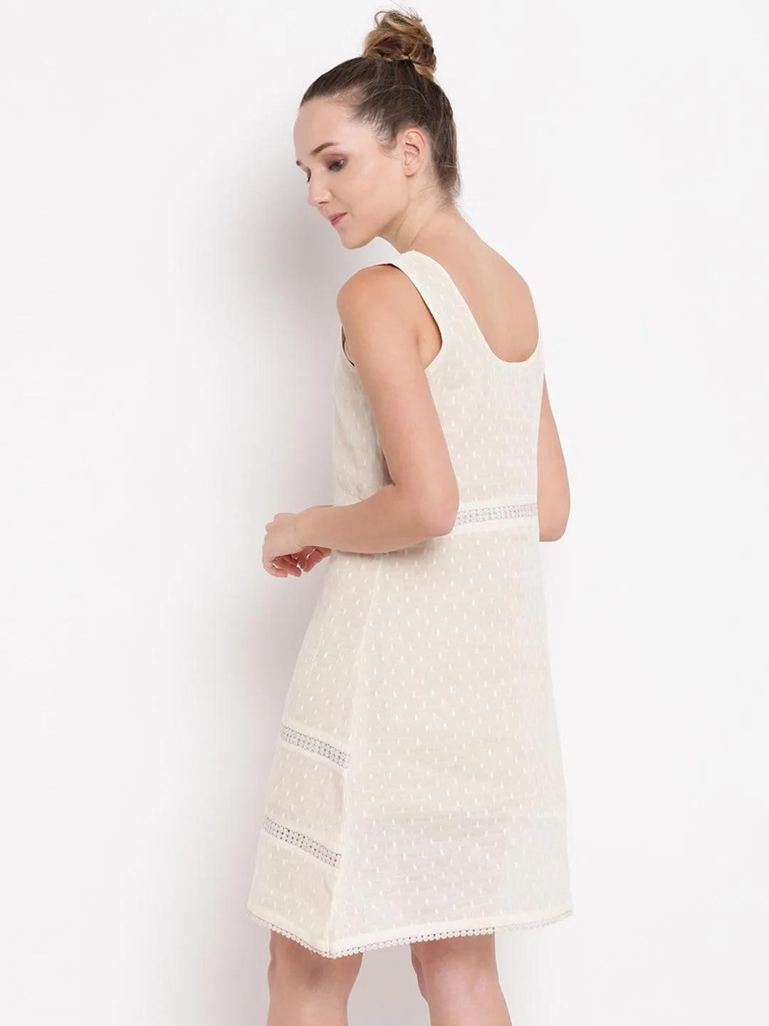 Ivory Panel Lace Dress