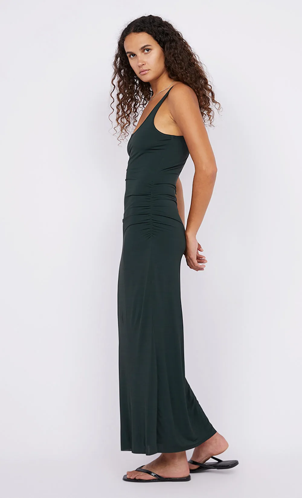 JAYDE SINGLET MAXI DRESS - BOTTLE GREEN