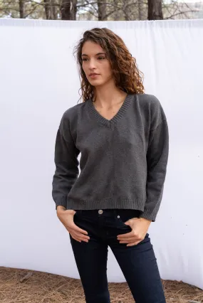 Jolene V Neck Sweater in Charcoal