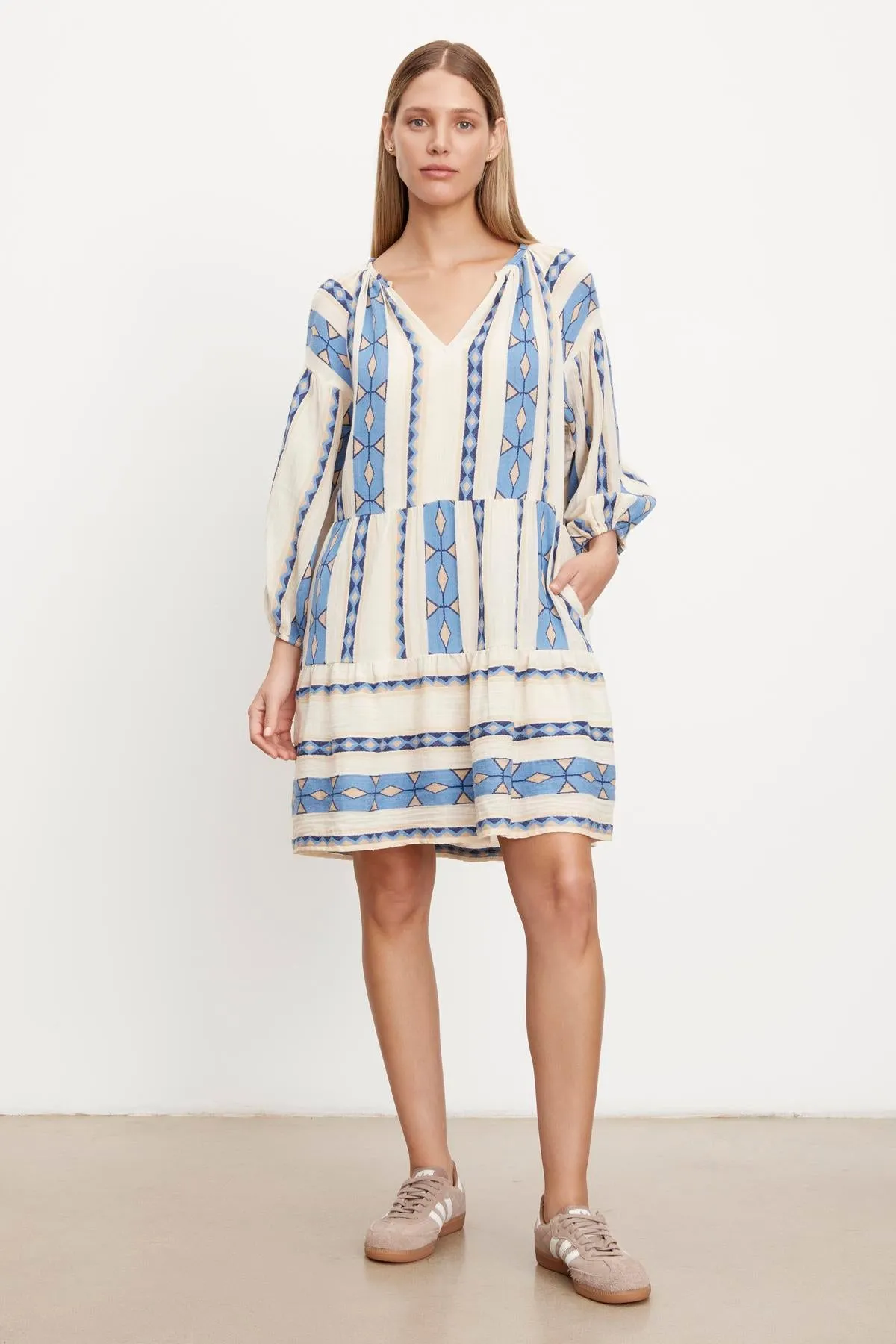 KALLY JACQUARD TIERED DRESS