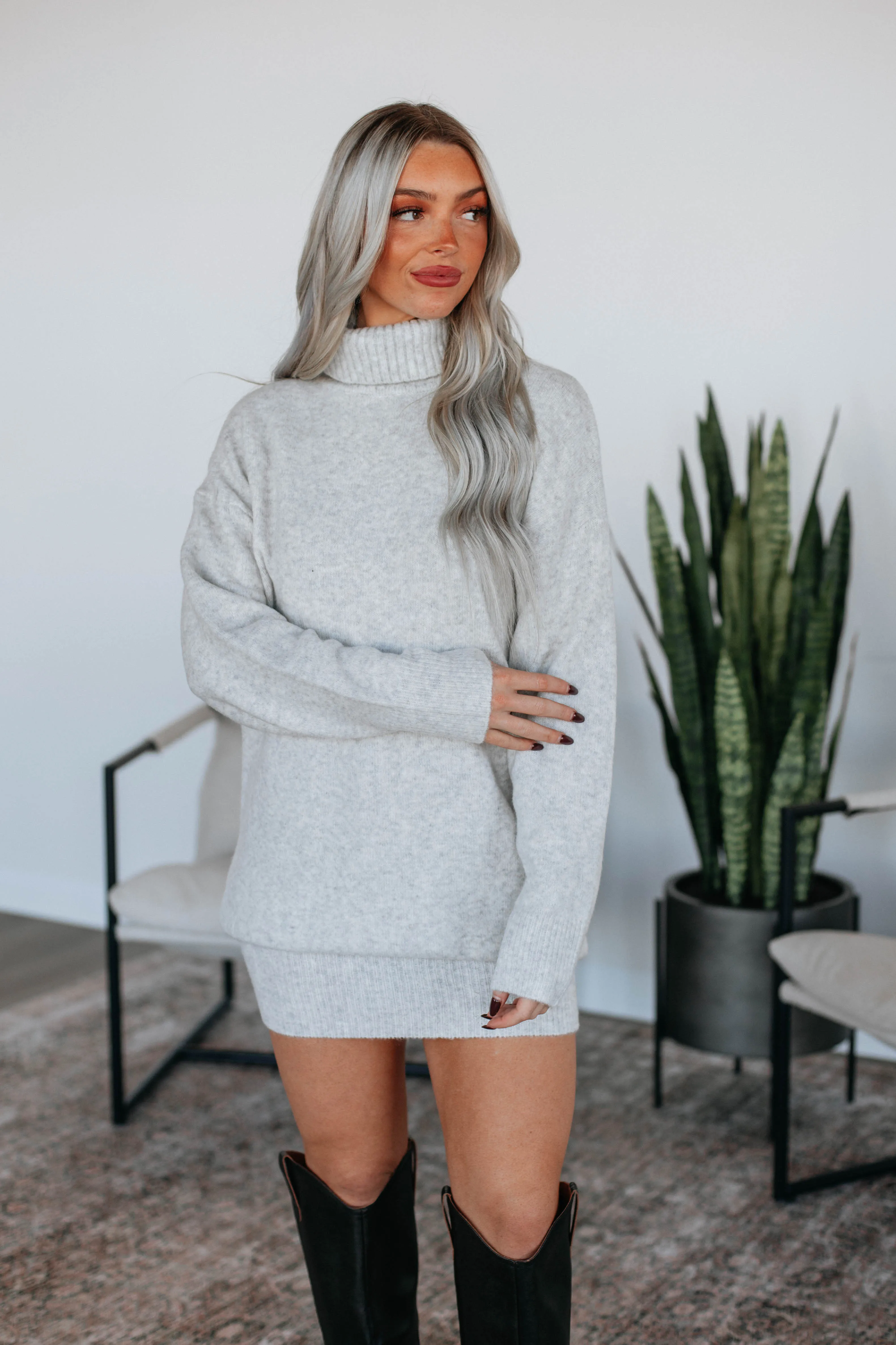 Kambria Sweater Dress - Heather Grey