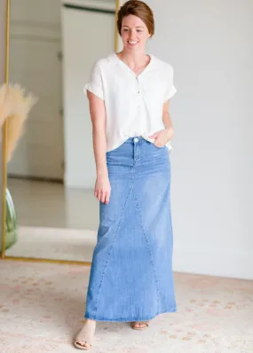 Kathryn A-Line Long Denim Jean Skirt - FINAL SALE