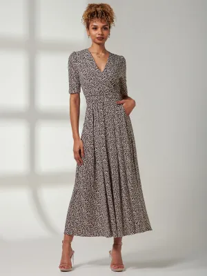 Kenzie Half Sleeve Jersey Maxi Dress, Neutral Animal