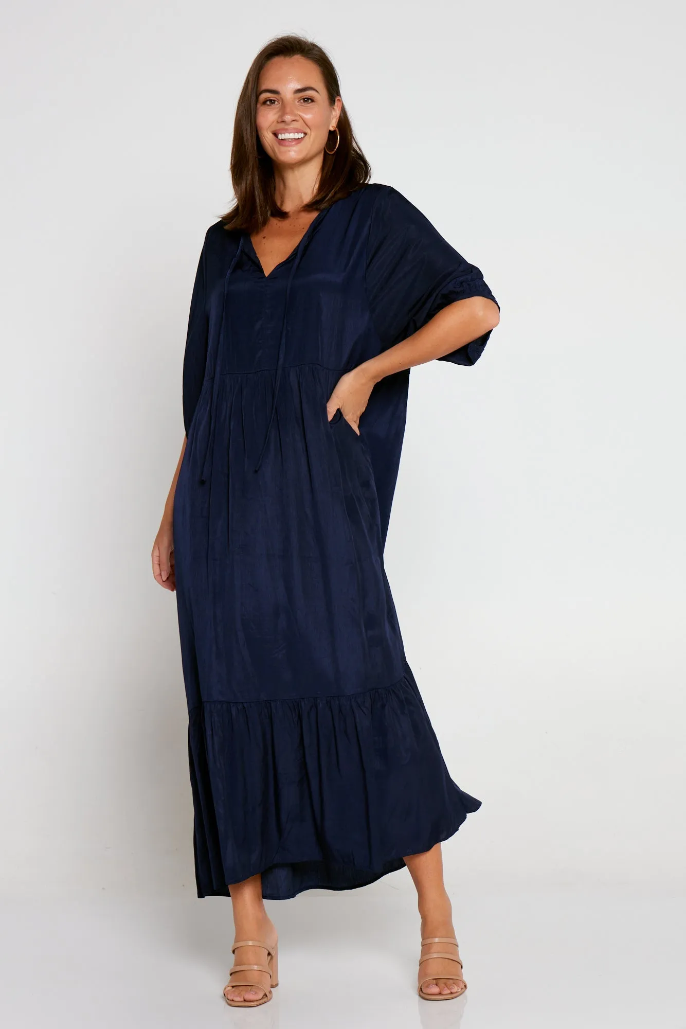 Kinsley Cotton Blend Dress - Navy