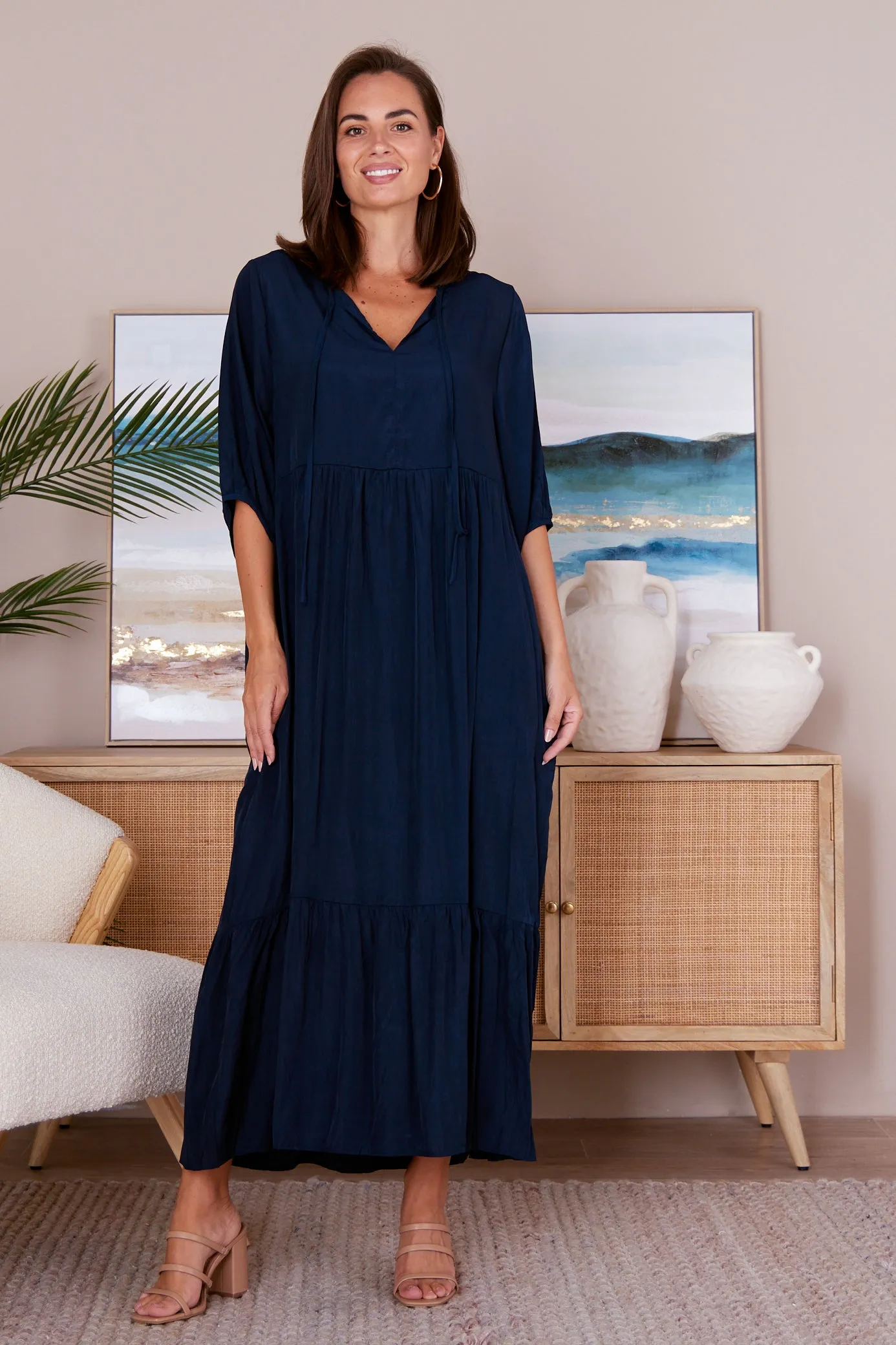 Kinsley Cotton Blend Dress - Navy