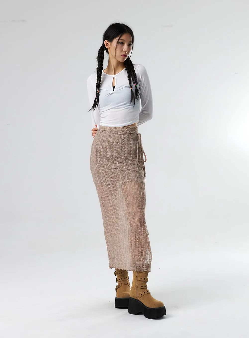 Lace X Strap Maxi Skirt IS327