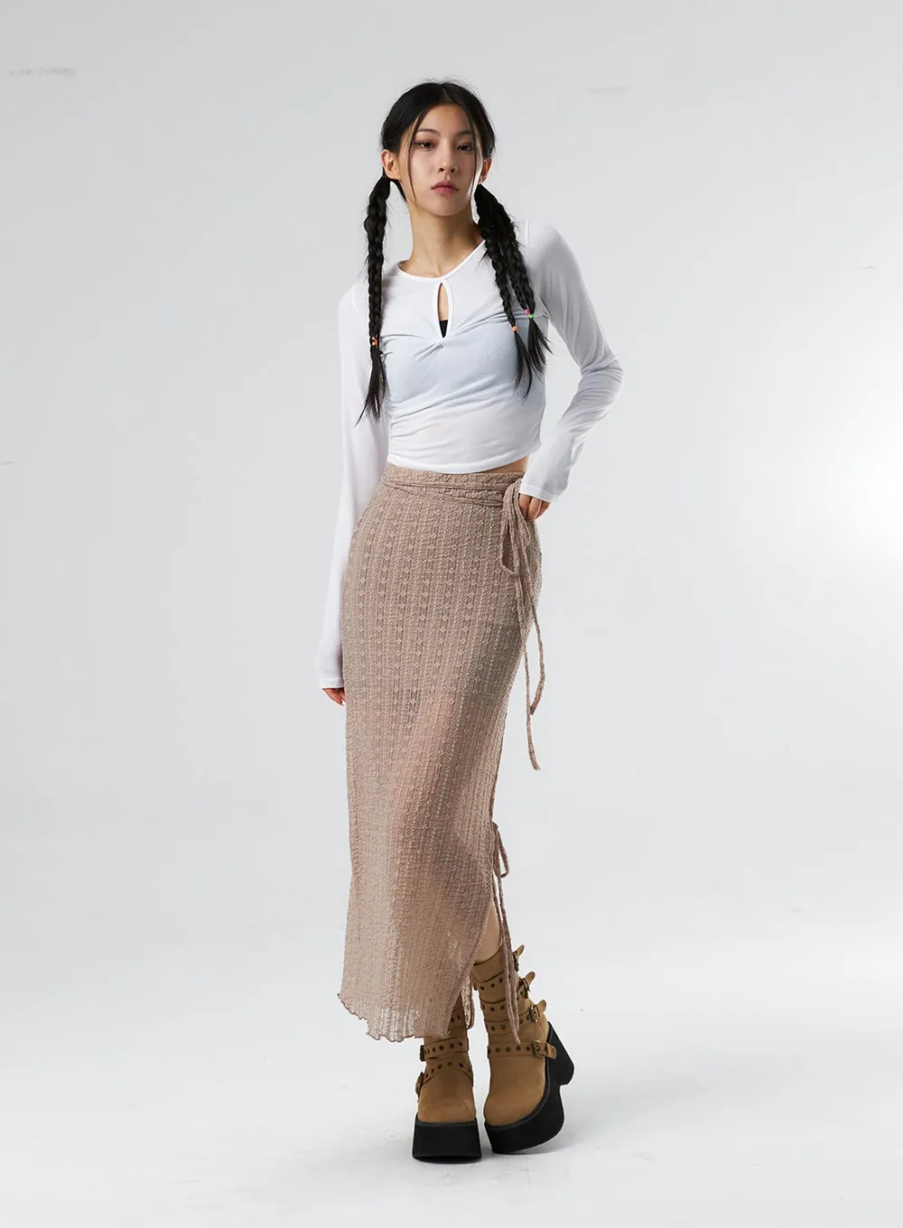 Lace X Strap Maxi Skirt IS327