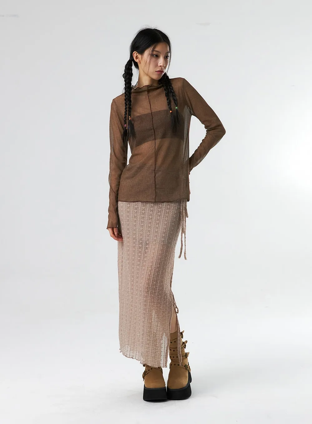 Lace X Strap Maxi Skirt IS327