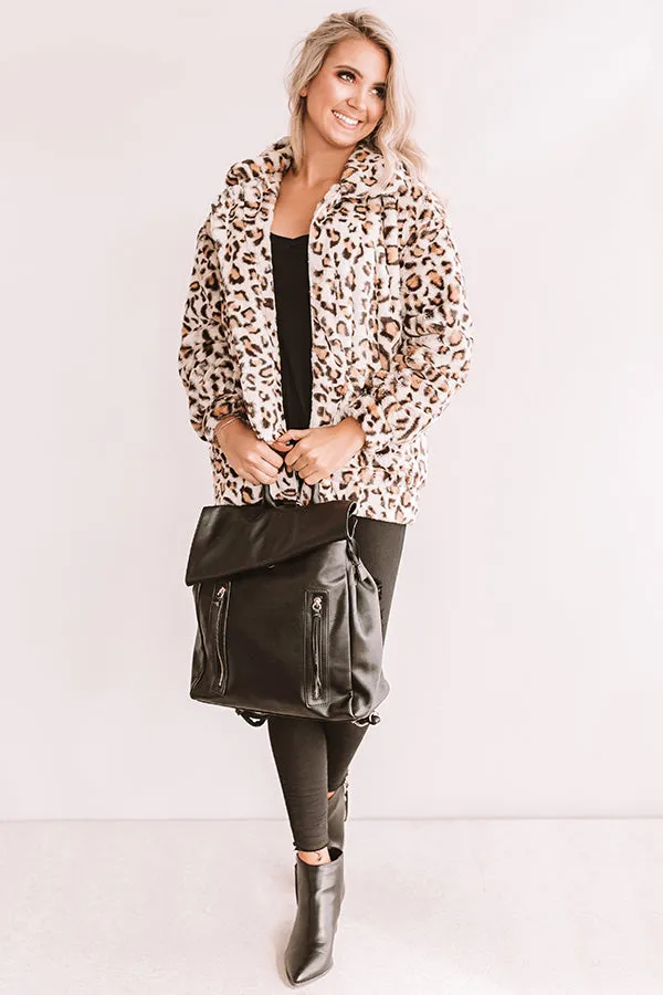 Leopard Lush Plush Coat In Brown