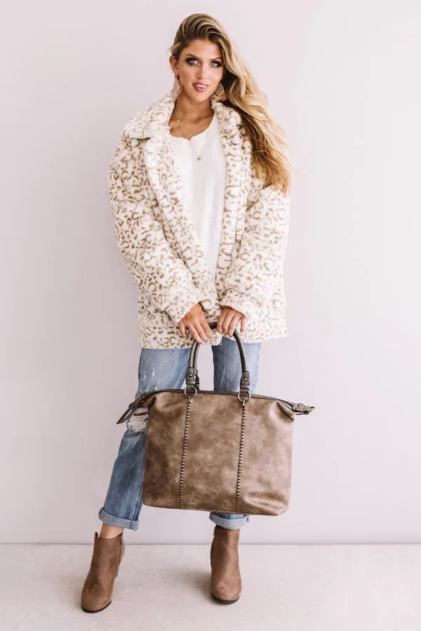 Leopard Lush Plush Coat In Ivory