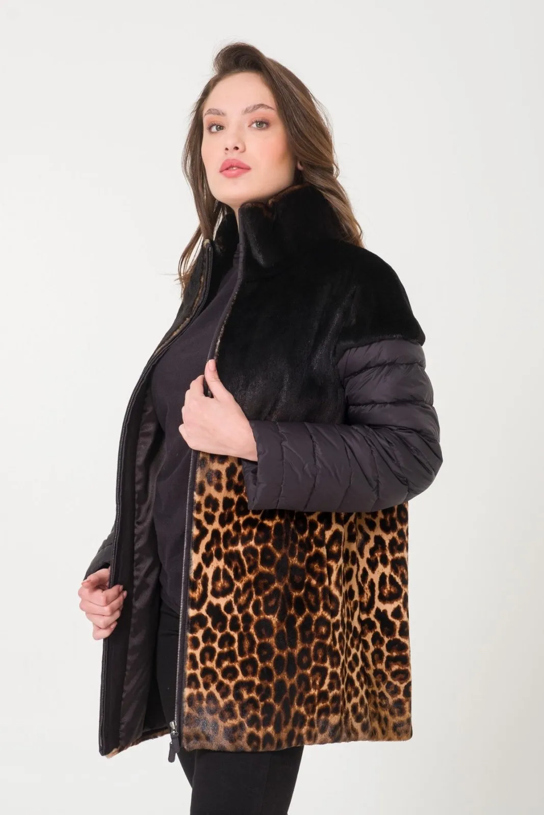 Leopard Patterned Fur Coat