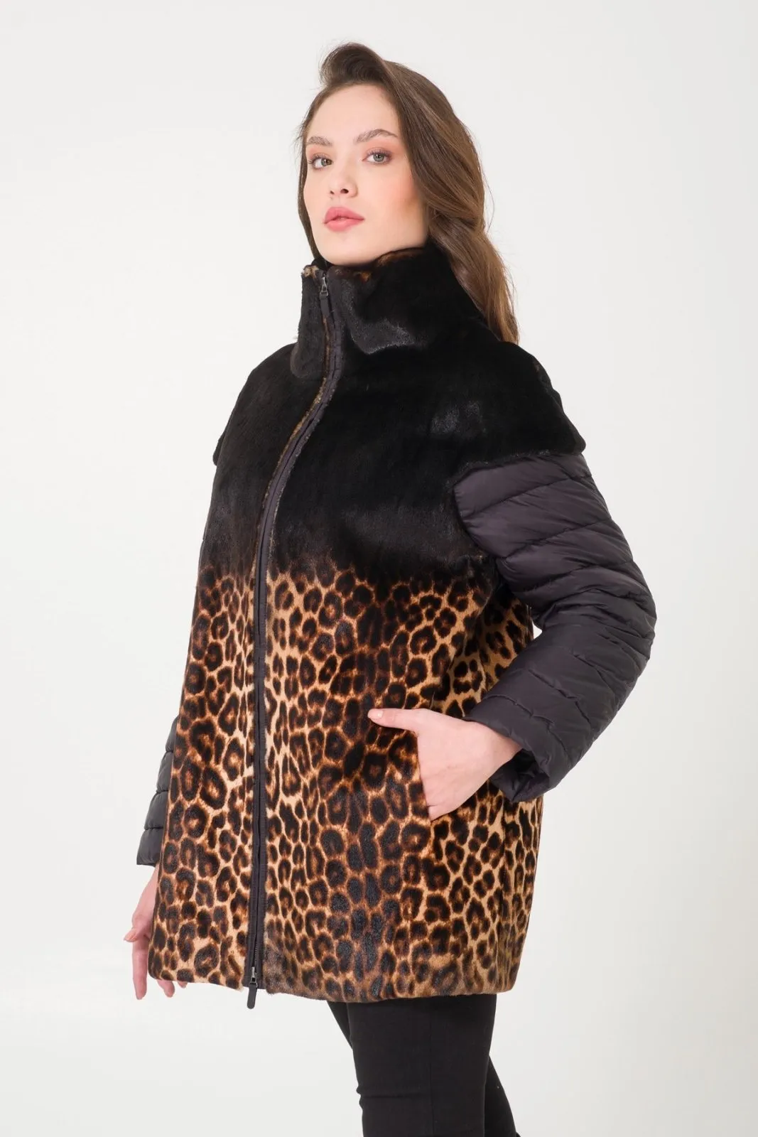 Leopard Patterned Fur Coat