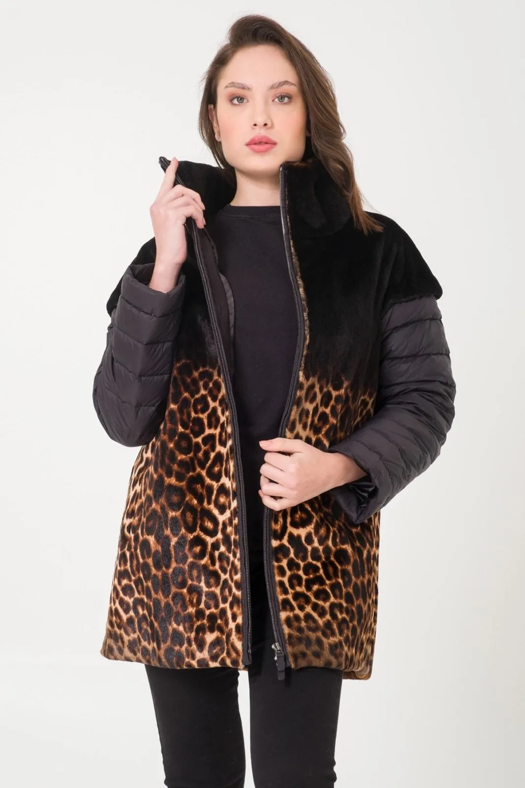 Leopard Patterned Fur Coat