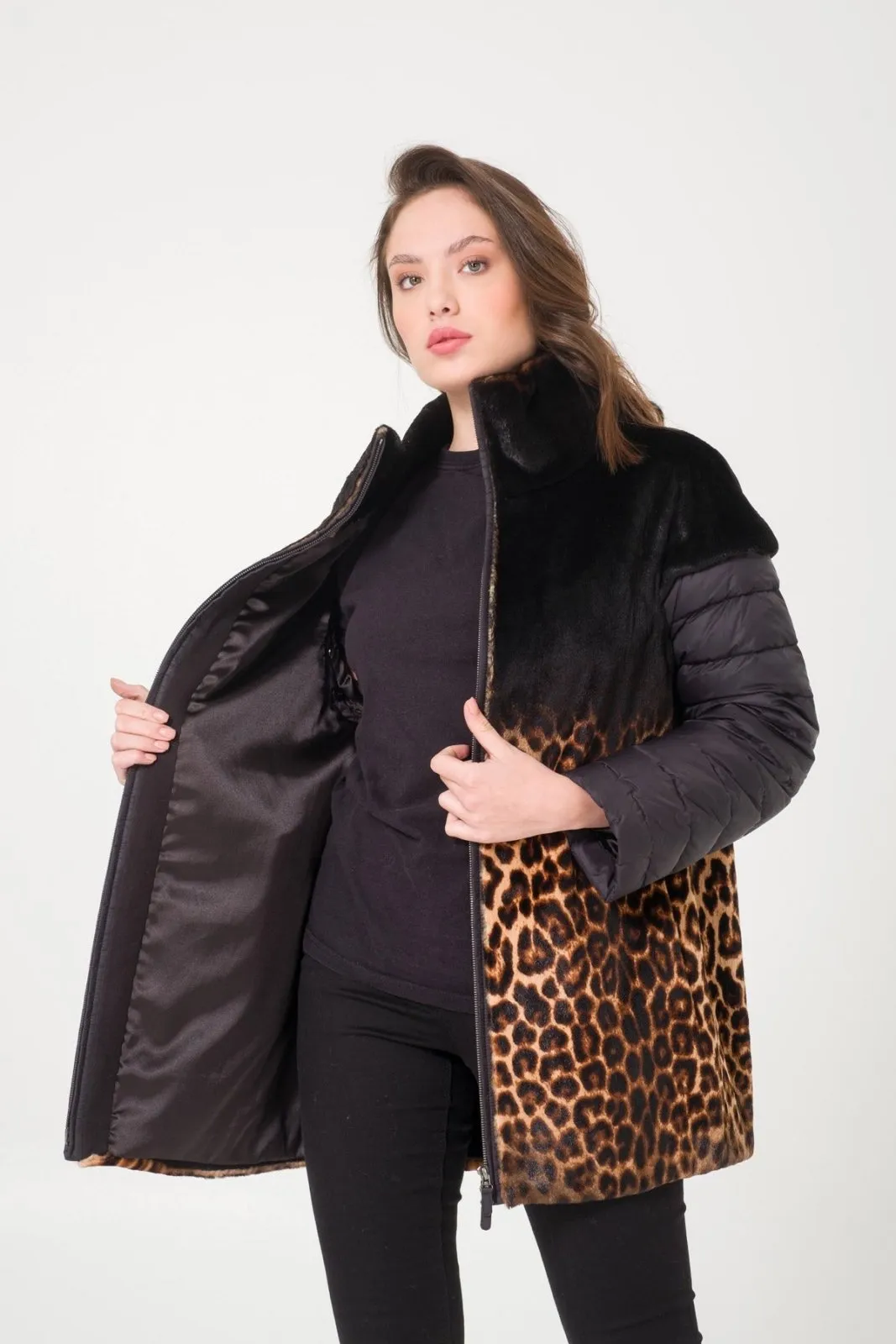 Leopard Patterned Fur Coat