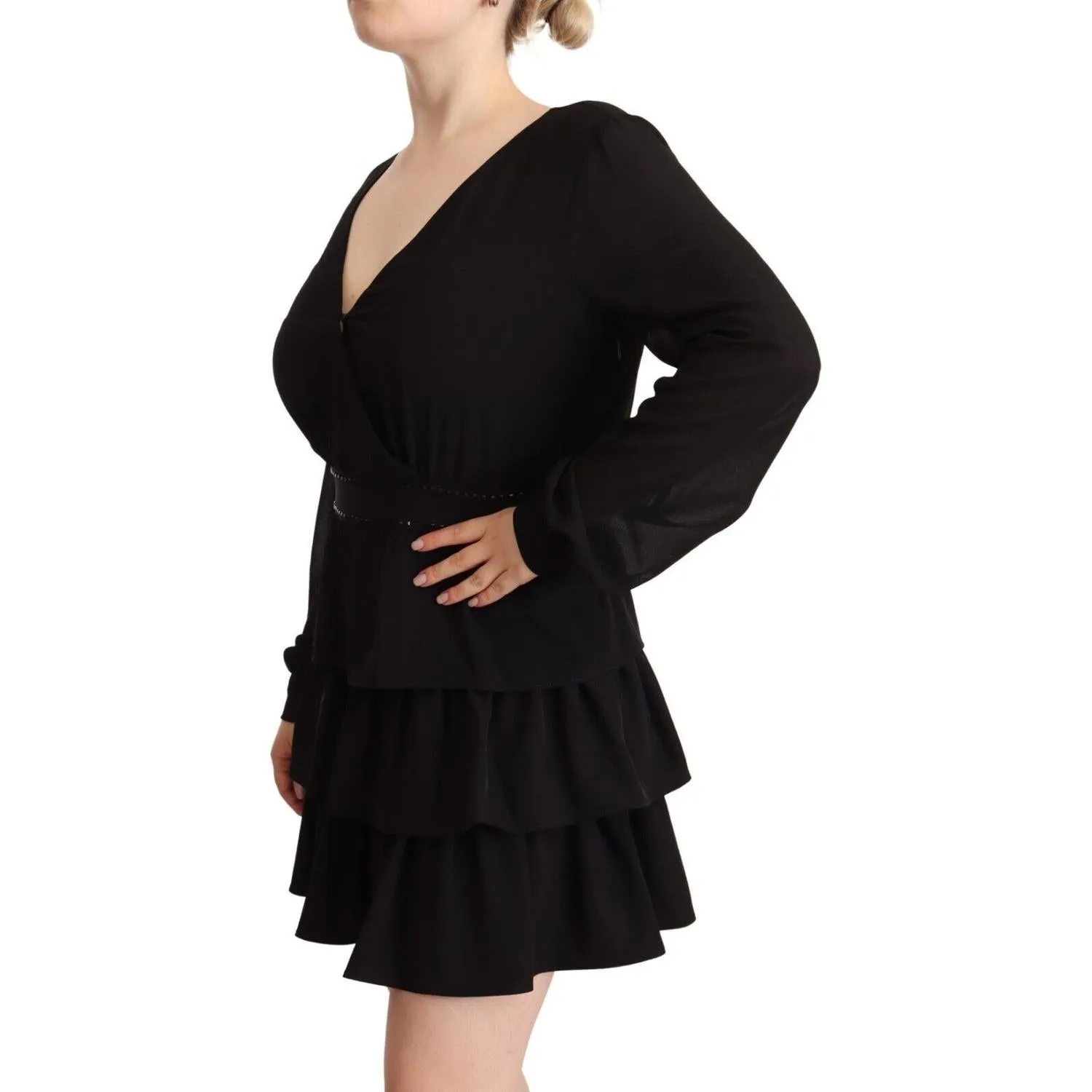 Liu Jo Elegant Black A-Line Mini Dress with Long Sleeves