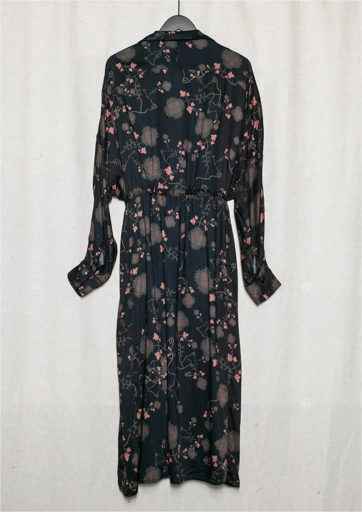 LONG SUMMER DRESS/COAT - RAYON printed black/rust