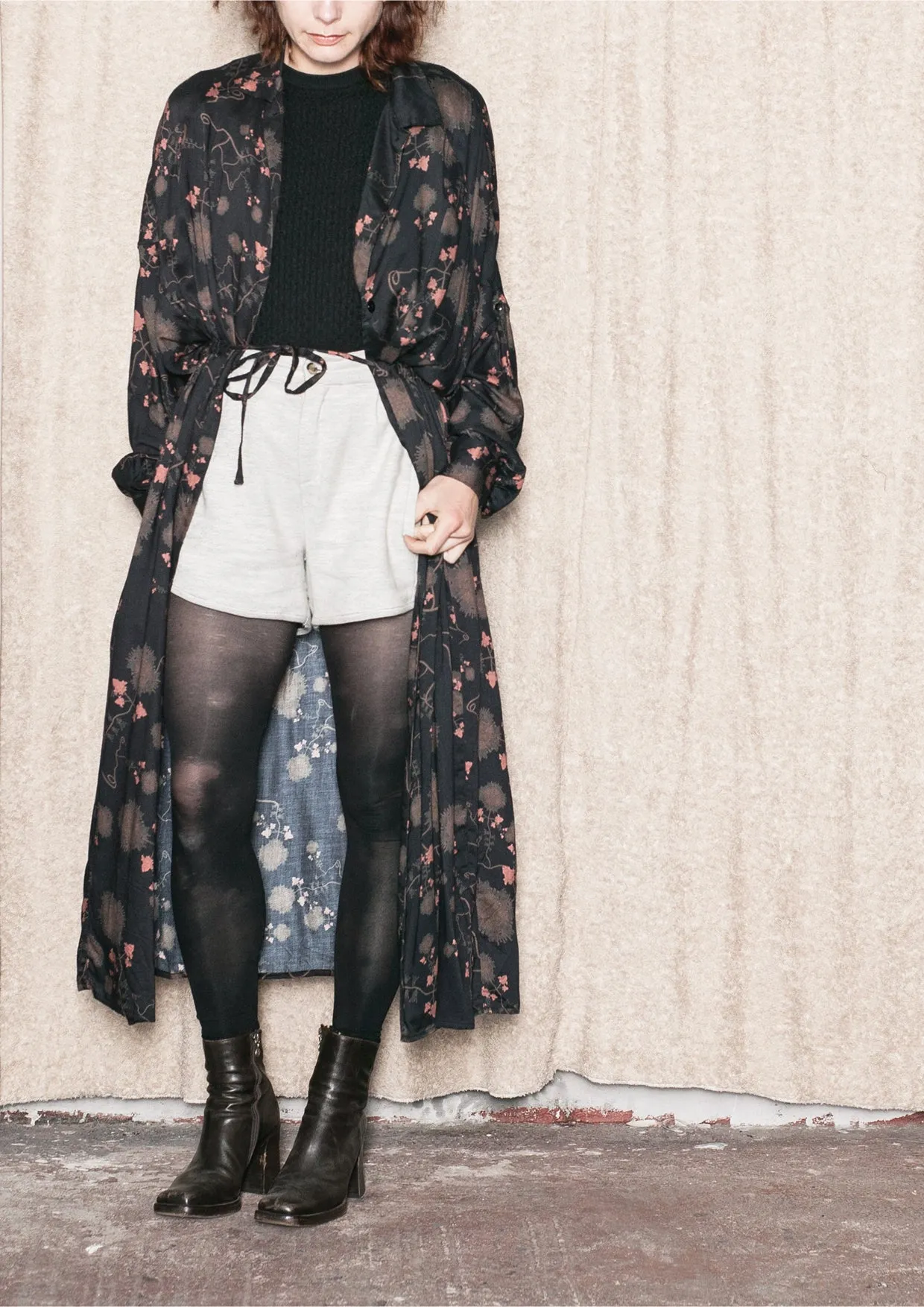 LONG SUMMER DRESS/COAT - RAYON printed black/rust