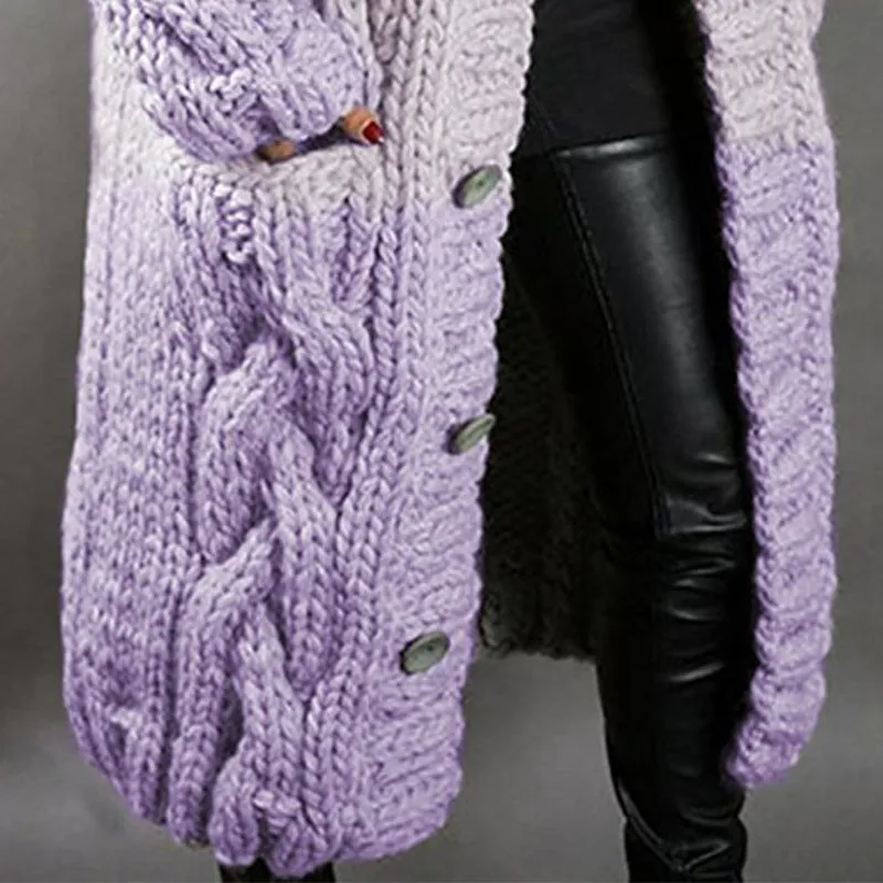 Loose Hooded Over-the-knee Knitted Cardigan