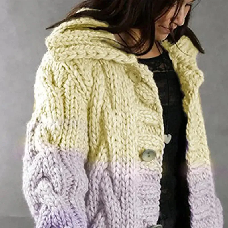 Loose Hooded Over-the-knee Knitted Cardigan