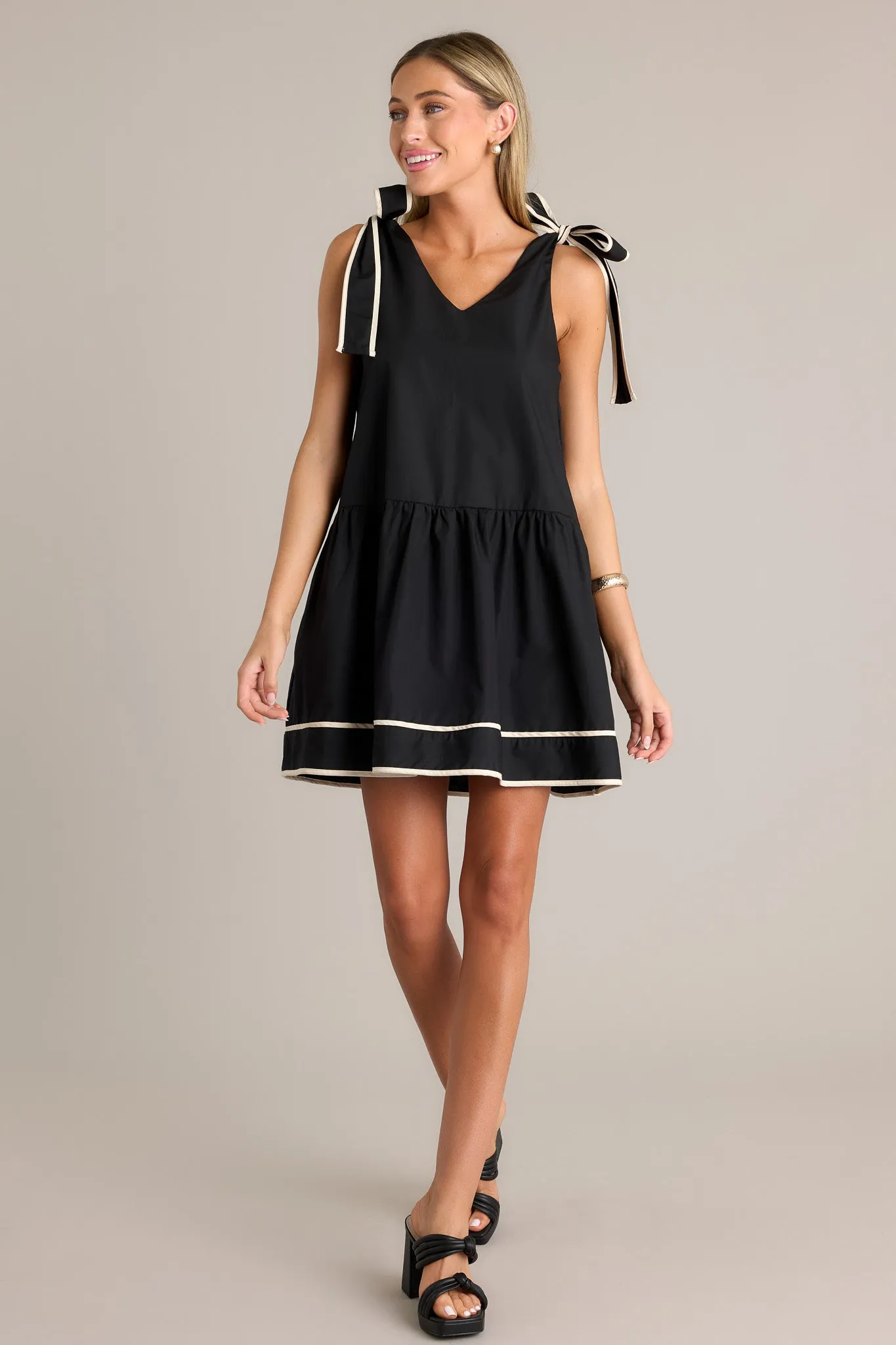 Luminous Whispers Black Mini Dress