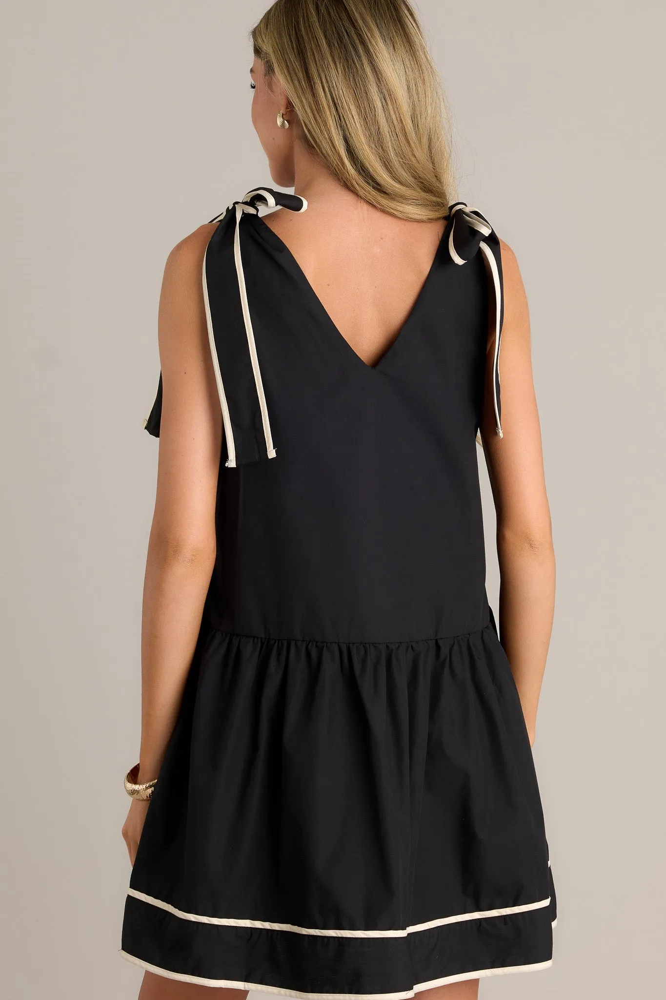 Luminous Whispers Black Mini Dress