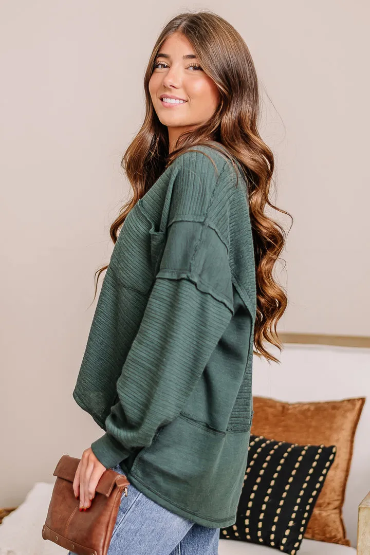 Made The Cut Exposed Seam Sweater | Hunter Green