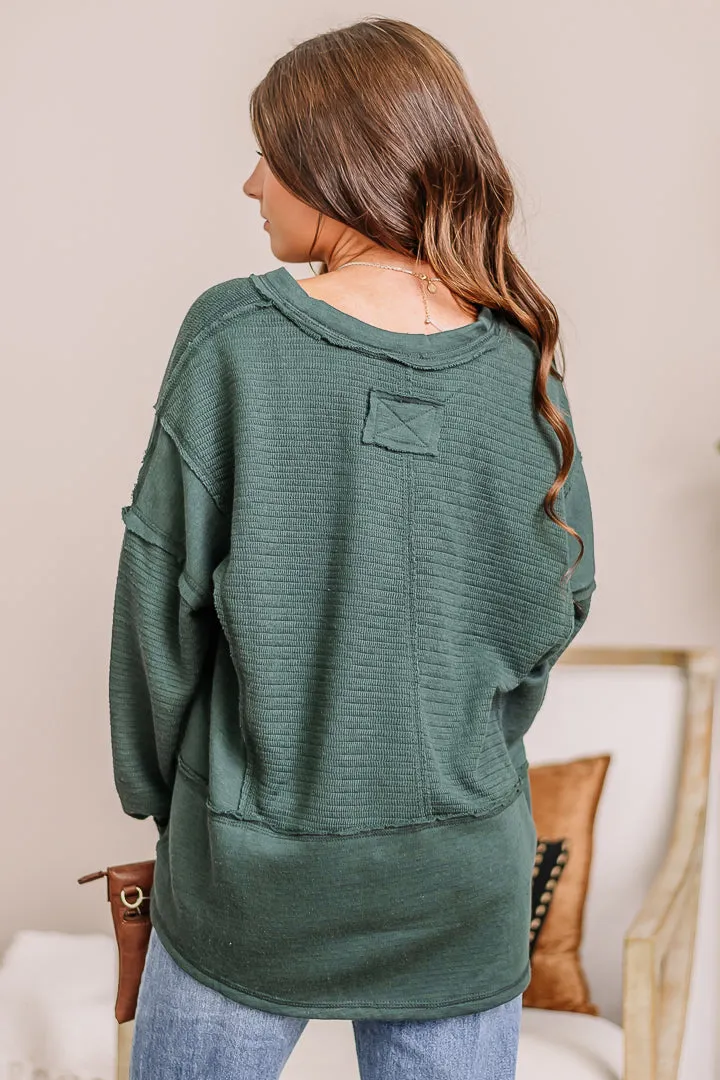 Made The Cut Exposed Seam Sweater | Hunter Green