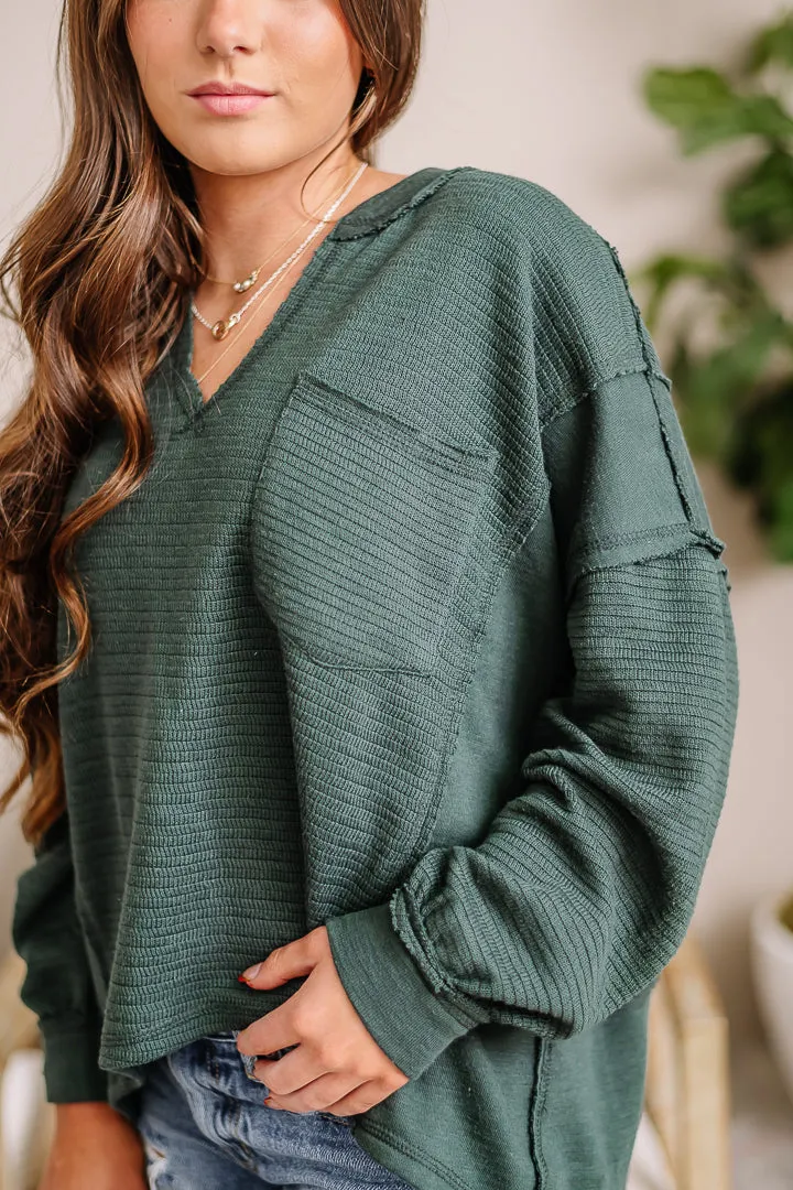 Made The Cut Exposed Seam Sweater | Hunter Green