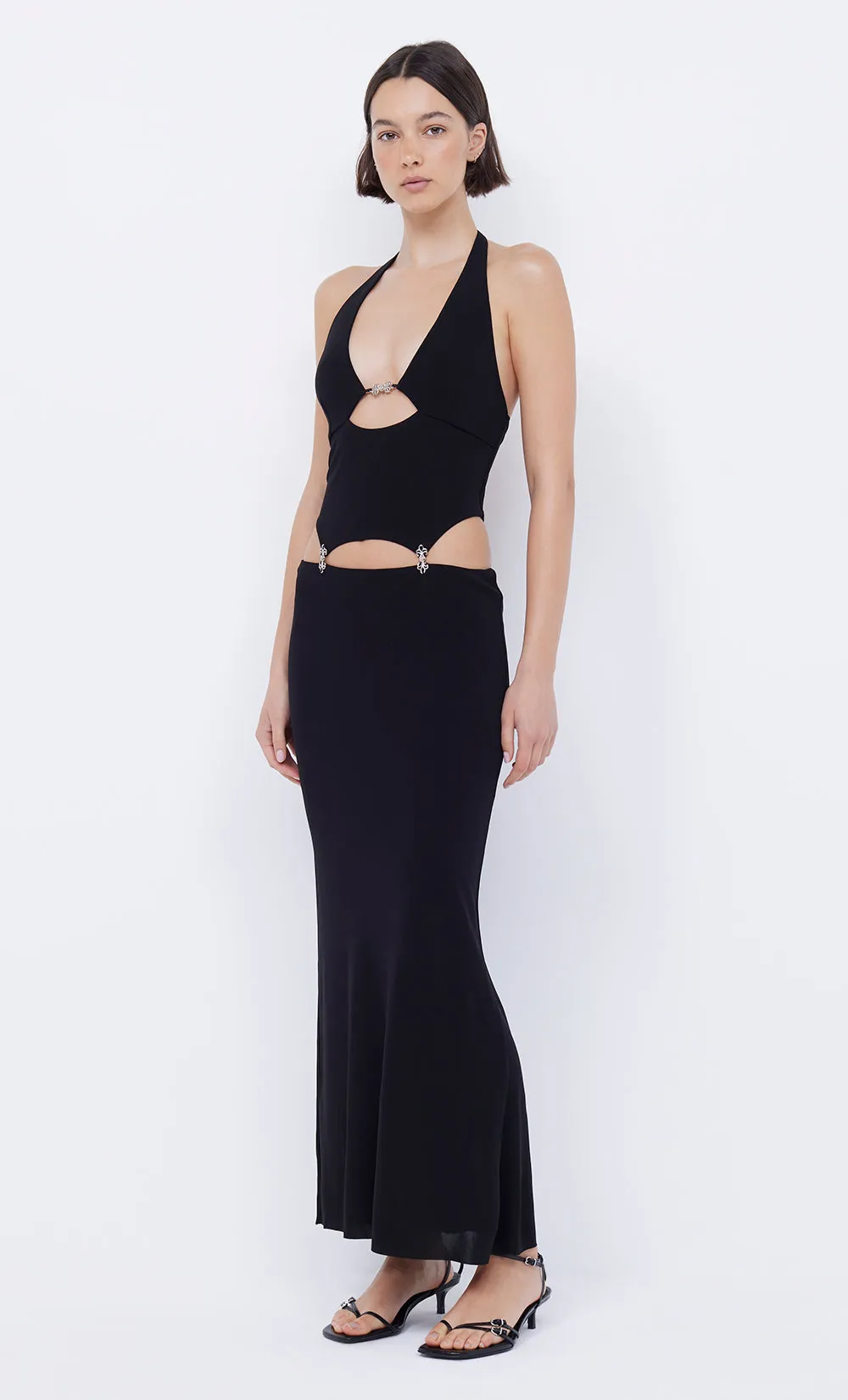 MALENA CLASP MAXI DRESS - BLACK