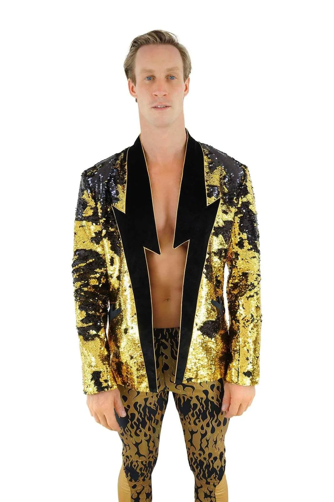 Mens Gold Lightning Bolt Blazer