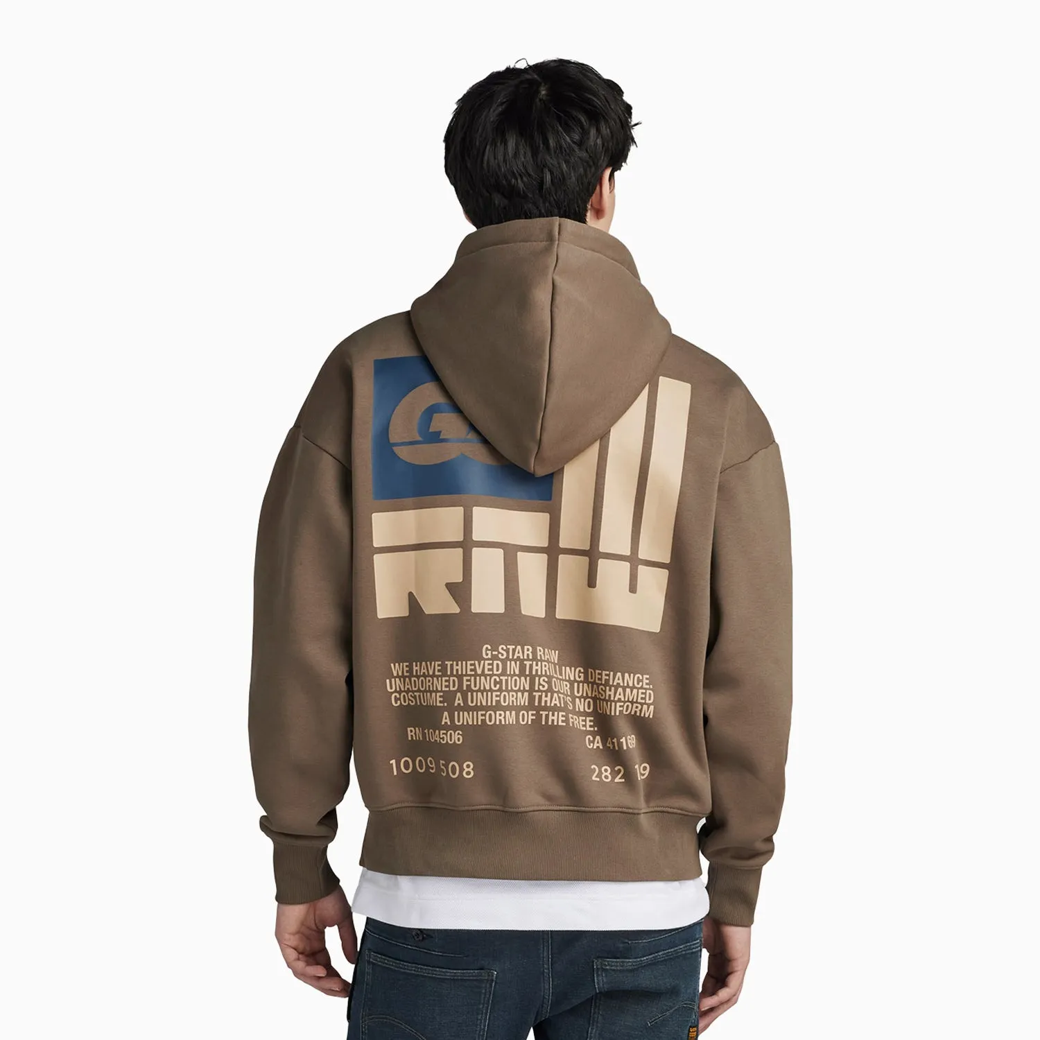 Men's GS Raw Back Graphic Loose Hoodie